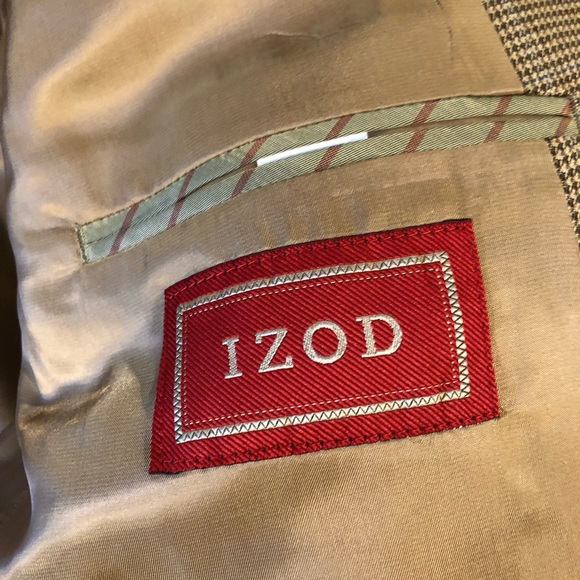 Izod Men’s Tan Checked Sport Coat 44R - Picture 5 of 11